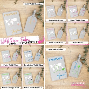 BinXiaoQin 2er Set Reisepasshüllen PU-Leder - Personalisierte Passport Cover Mit Weltkarte