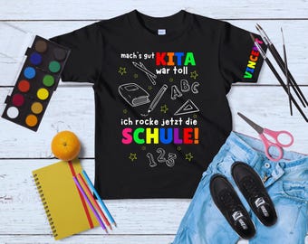 T-shirt for kindergarten farewell with name, kindergarten graduation, starting school, beginning of school, school start 2026, kindergarten was great, I'm going to rock school now