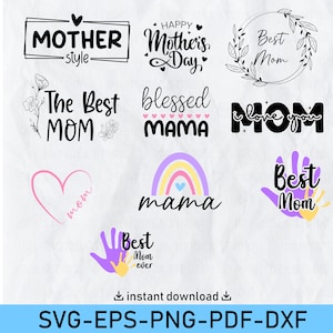 Mother's Day SVG Bundle – 20 Mom Quote Designs for Cricut & Silhouette | Mama Shirt SVG | Digital Download Mother's Day Gift, Mom Life