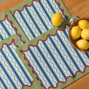Blue and Green Wavy Stripe Placemat Set of 4