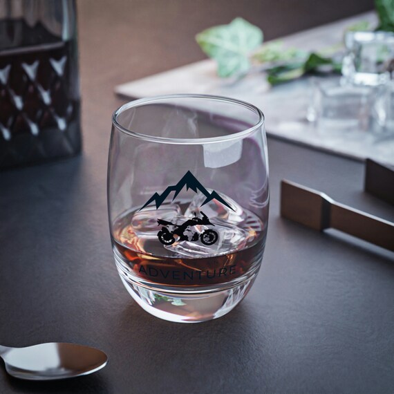 Motorcycle Whiskey Glass Tumbler - 300ml THUNDEROUS-ROAR Design Gift For Biker Dad, Men (Hand Wash)