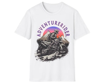Adventurerider Motorcycle Rider T-Shirt | Vintage Sunset Mountain Moto Tee