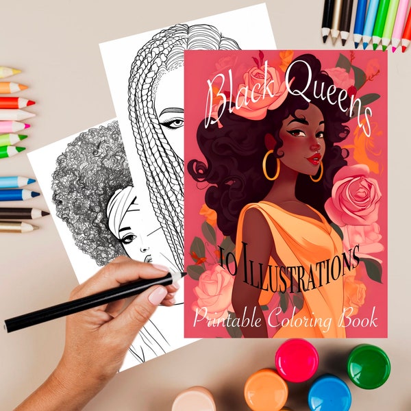 10 Black Girl Coloring Book, Kids POC, African woman, Black Barbie, dunkelhäutiges Mädchen Ausmalbuch, Malvorlagen Kinder,printable,download