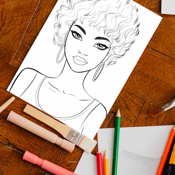 Black Girl Coloring Page, kids POC, African woman, Black Barbie, dunkelhäutiges Mädchen Ausmalbilder, Malvorlage Kinder, printable, download