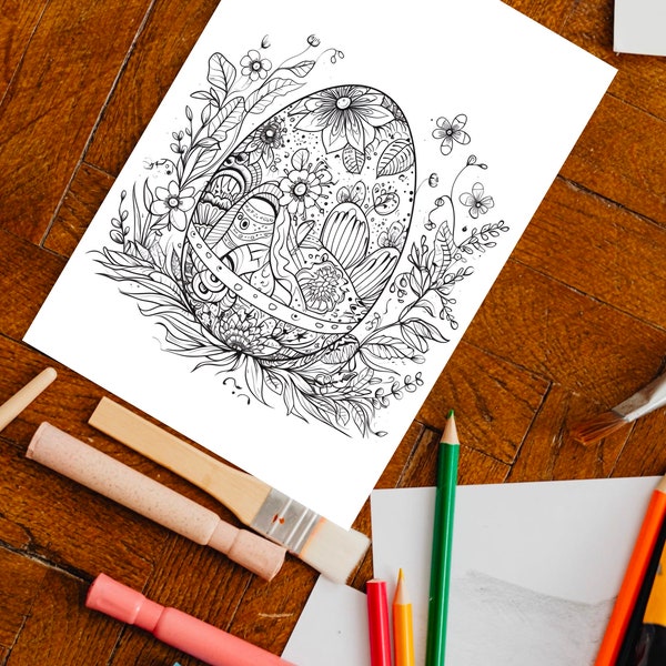 Easter Coloring Page, Easter Egg, detailed, Kids and Adults, Mandala, complex, Ostern Ausmalbilder, Malvorlage Osterei, printable, download