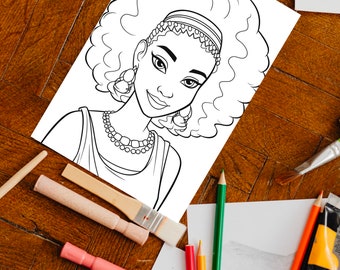 Black Girl Coloring Page, kids POC, African woman, Black Barbie, dunkelhäutiges Mädchen Ausmalbilder, Malvorlage Kinder, printable, download