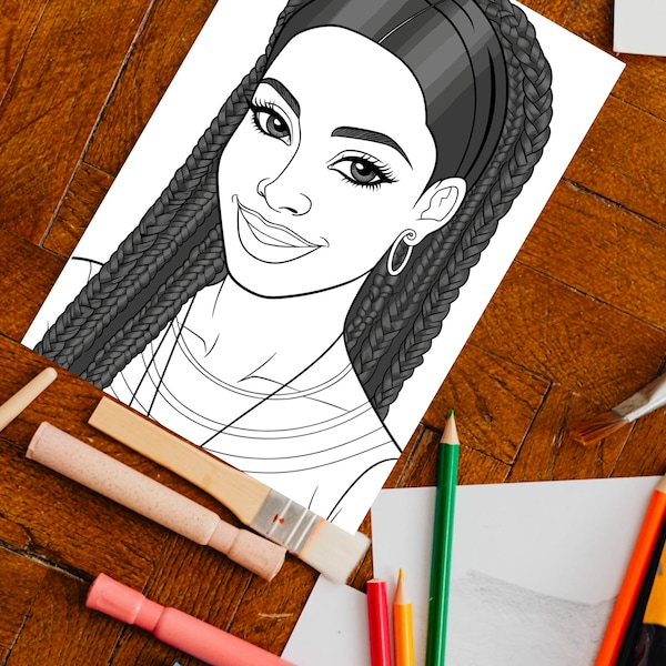 Black Girl Coloring Page, kids POC, African woman, Black Barbie, dunkelhäutiges Mädchen Ausmalbilder, Malvorlage Kinder, printable, download