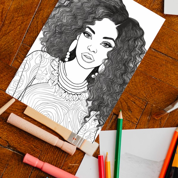 Black Girl Coloring Page, kids POC, African woman, Black Barbie, dunkelhäutiges Mädchen Ausmalbilder, Malvorlage Kinder, printable, download