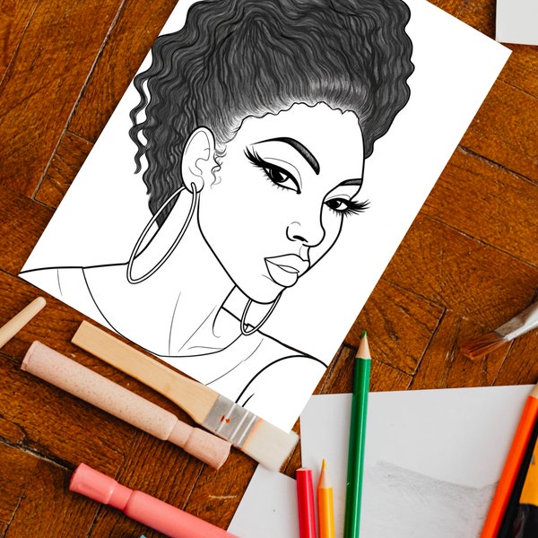 Black Girl Coloring Page, kids POC, African woman, Black Barbie, dunkelhäutiges Mädchen Ausmalbilder, Malvorlage Kinder, printable, download