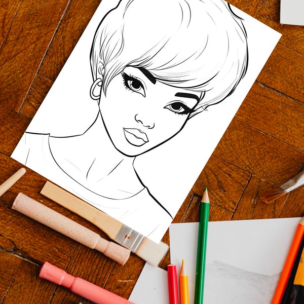 Black Girl Coloring Page, kids POC, African woman, Black Barbie, dunkelhäutiges Mädchen Ausmalbilder, Malvorlage Kinder, printable, download