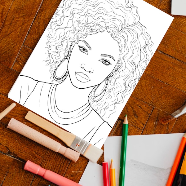 Black Girl Coloring Page, kids POC, African woman, Black Barbie, dunkelhäutiges Mädchen Ausmalbilder, Malvorlage Kinder, printable, download