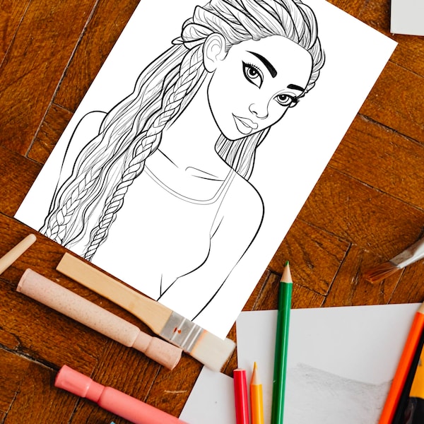 Black Girl Coloring Page, kids POC, African woman, Black Barbie, dunkelhäutiges Mädchen Ausmalbilder, Malvorlage Kinder, printable, download