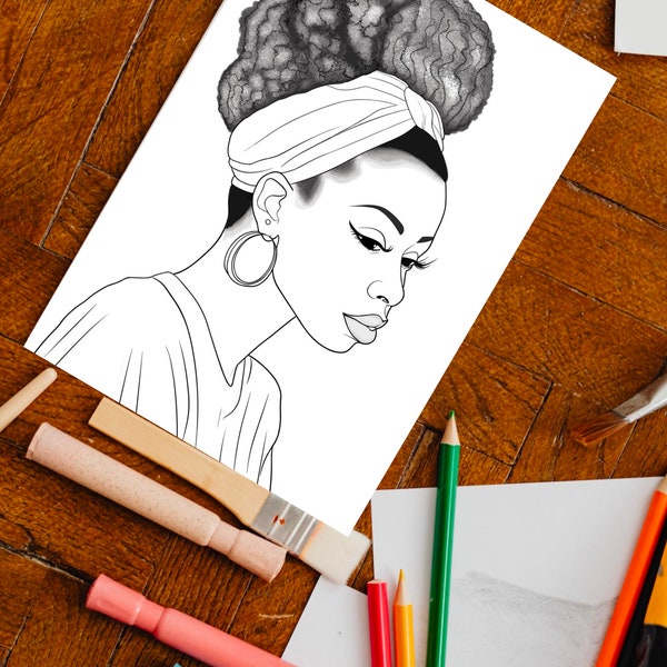 Black Girl Coloring Page, kids POC, African woman, Black Barbie, dunkelhäutiges Mädchen Ausmalbilder, Malvorlage Kinder, printable, download