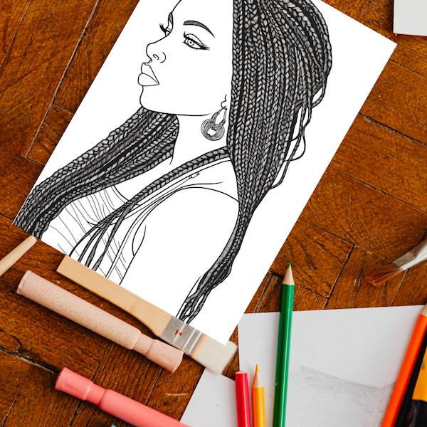 Black Girl Coloring Page, kids POC, African woman, Black Barbie, dunkelhäutiges Mädchen Ausmalbilder, Malvorlage Kinder, printable, download