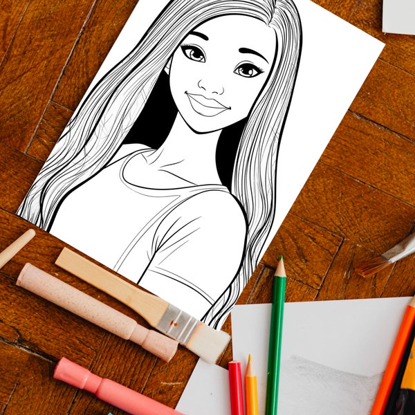 Black Girl Coloring Page, kids POC, African woman, Black Barbie, dunkelhäutiges Mädchen Ausmalbilder, Malvorlage Kinder, printable, download