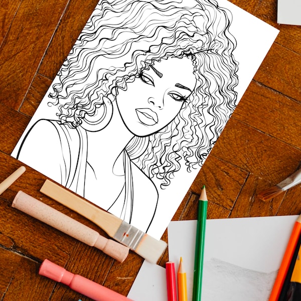 Black Girl Coloring Page, kids POC, African woman, Black Barbie, dunkelhäutiges Mädchen Ausmalbilder, Malvorlage Kinder, printable, download