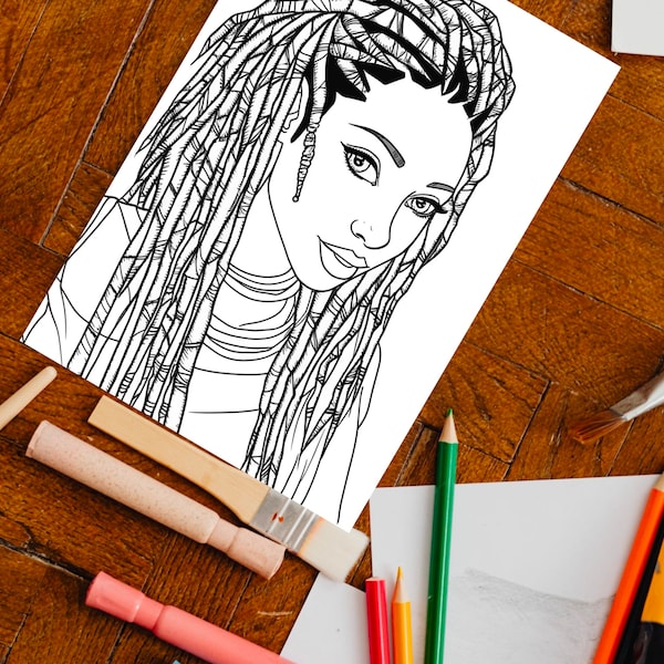 Black Girl Coloring Page, kids POC, African woman, Black Barbie, dunkelhäutiges Mädchen Ausmalbilder, Malvorlage Kinder, printable, download