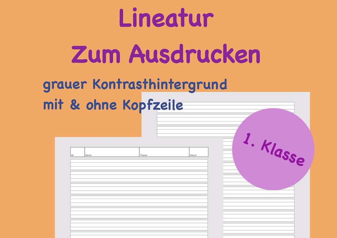 1. Klasse Lineatur Papier Grundschule, Grau, Liniertes Papier, Schule