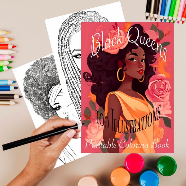 100 Black Girl Coloring Book, kids POC, African woman,Black Barbie, dunkelhäutiges Mädchen Ausmalbuch, Malvorlagen Kinder,printable,download