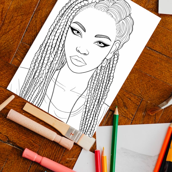 Black Girl Coloring Page, kids POC, African woman, Black Barbie, dunkelhäutiges Mädchen Ausmalbilder, Malvorlage Kinder, printable, download