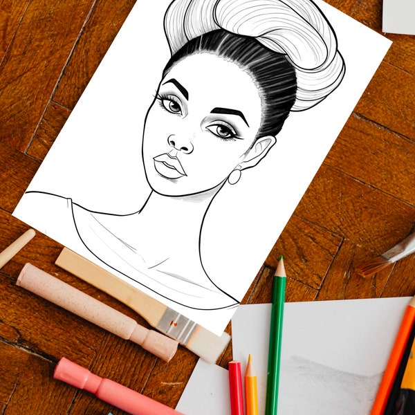 Black Girl Coloring Page, kids POC, African woman, Black Barbie, dunkelhäutiges Mädchen Ausmalbilder, Malvorlage Kinder, printable, download