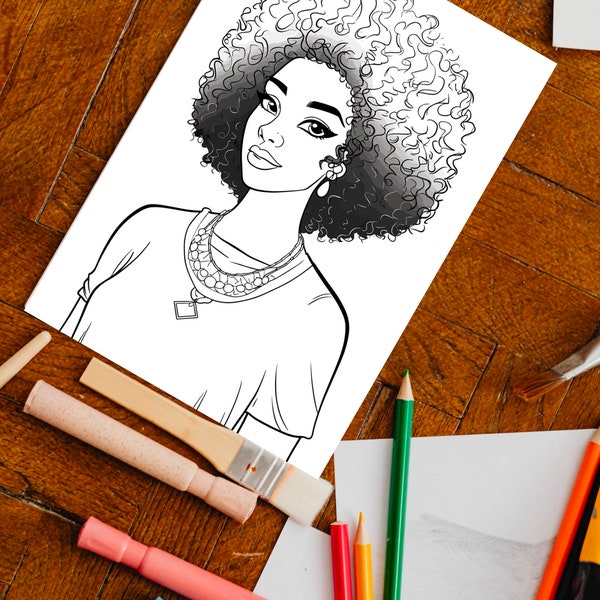 Black Girl Coloring Page, kids POC, African woman, Black Barbie, dunkelhäutiges Mädchen Ausmalbilder, Malvorlage Kinder, printable, download