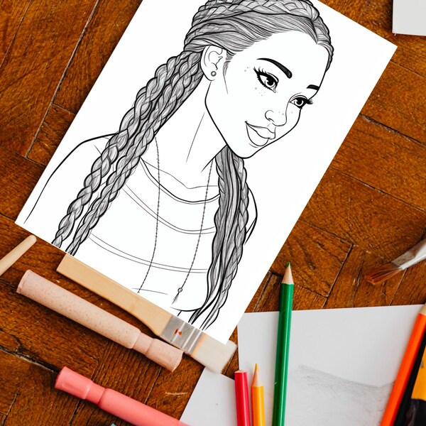 Black Girl Coloring Page, kids POC, African woman, Black Barbie, dunkelhäutiges Mädchen Ausmalbilder, Malvorlage Kinder, printable, download