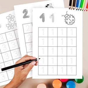 Zahlen Tracing 0-9 Coloring Drawing Arbeitsblätter Zählen Schreiben Lernen 1. Klasse Vorschule Kita Kindergarten Übungsheft Punktlinien PDF