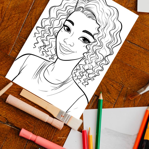 Black Girl Coloring Page, kids POC, African woman, Black Barbie, dunkelhäutiges Mädchen Ausmalbilder, Malvorlage Kinder, printable, download