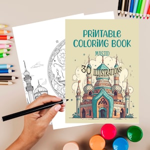 30 Islamic Coloring Book for Kids, 30 Masjid motives, mosque, Islamische Ausmalbilder, Malvorlage für muslimische Kinder, printable,download