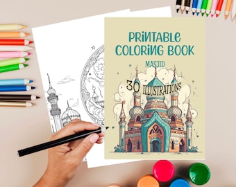 30 Islamic Coloring Book for Kids, 30 Masjid motives, mosque, Islamische Ausmalbilder, Malvorlage für muslimische Kinder, printable,download