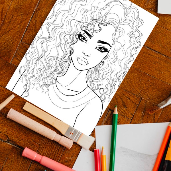 Black Girl Coloring Page, kids POC, African woman, Black Barbie, dunkelhäutiges Mädchen Ausmalbilder, Malvorlage Kinder, printable, download