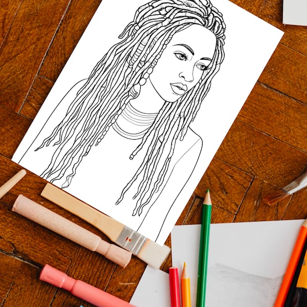 Black Girl Coloring Page, kids POC, African woman, Black Barbie, dunkelhäutiges Mädchen Ausmalbilder, Malvorlage Kinder, printable, download