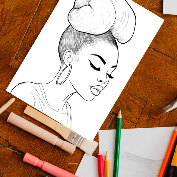 Black Girl Coloring Page, kids POC, African woman, Black Barbie, dunkelhäutiges Mädchen Ausmalbilder, Malvorlage Kinder, printable, download