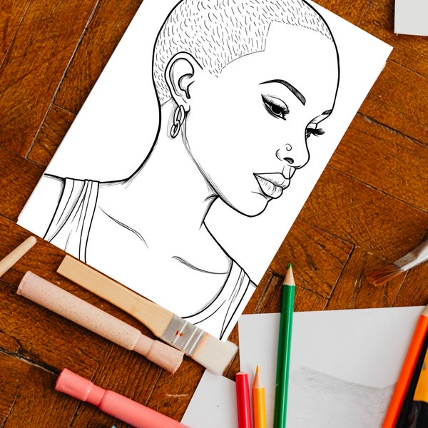 Black Girl Coloring Page, kids POC, African woman, Black Barbie, dunkelhäutiges Mädchen Ausmalbilder, Malvorlage Kinder, printable, download