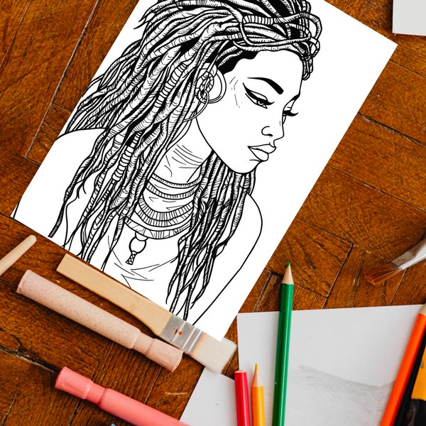 Black Girl Coloring Page, kids POC, African woman, Black Barbie, dunkelhäutiges Mädchen Ausmalbilder, Malvorlage Kinder, printable, download