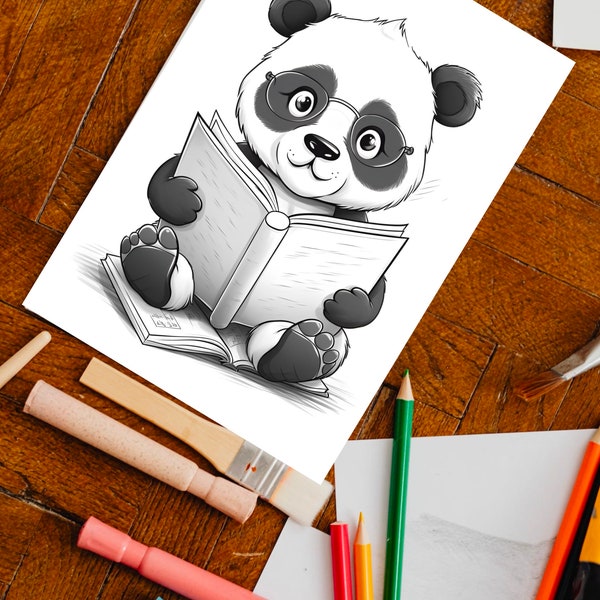 cute panda coloring page for kids, coloring book, Panda Abenteuer für Kinder, Ausmalbild, Malvorlagen, animal, Tier, printable, download