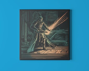 The Eclectic Roughness of Linocut: A blacksmith's sombre masterpiece in building a lightsaber on Giclée paper