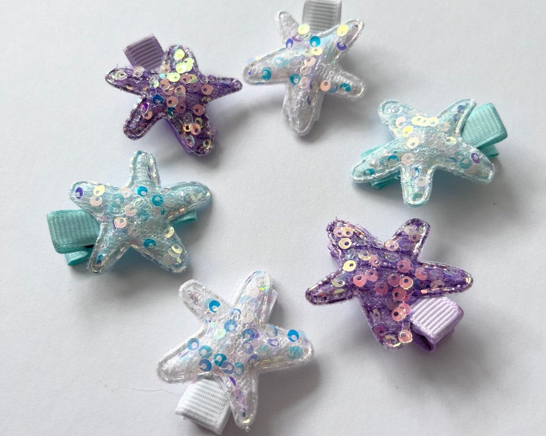 Starfish Fringe Clips, Mermaid Hair Clips, Sequin Hair Clips, Toddler