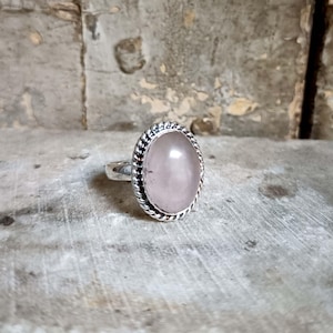 Natürlicher Rosenquarz Ring, Edelstein Ring, handgemachter Ring, 925 Sterling Silber Ring, Statement Ring, Rosenquarz Schmuck, Rosenquarz Ring