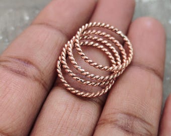 Twisted Copper Ring, Pure Copper Ring, Handmade Ring, 4 Set Twisted Ring, Statement Ring, Gift For Women, Solid Copper Ring, Stackable Ring