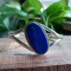 Lapis Lazuli Bangle, Handmade Bangle, 925 Silver Bangle, Bangle For Women, Gemstone Bangle, Lapis Lazuli Jewelry, Boho Bangle, Cuff Bangle