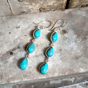 Turquoise Earring, Handmade Earring, Turquoise Jewelry, 925 Sterling Earring, Women Earring, Gemstone Earring, Boho Earring,Anniversary Gift