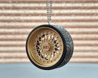 High Quality Gold BBS Wheel Hanging Accessories , BBS Rim Hanging From Mirror , Car Hanging Ornament  Best Car Charm Accessory Decoration