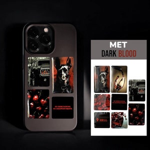 Set di adesivi 3D rossi e neri con affermazione estetica per telefono e laptop, adesivi Pinterest, adesivi epossidici 3D chic, regalo per la fidanzata