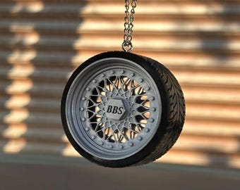 High Quality Silver BBS Wheel Hanging Accessories , BBS Rim Hanging From Mirror , Car Hanging Ornament  Best Car Charm Accessory Decoration