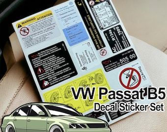 VW Passat B5 Decal Label Sticker Set / Volkswagen Passat High Quality info and warning stickers / car decals / vw labels / vinyl info decals