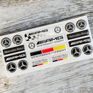 Mercedes Benz 3D Domed Sticker Set , AMG cla cle e300 EQE S Class Series and for other models Labels Performance Logo and Star Emblem Decals