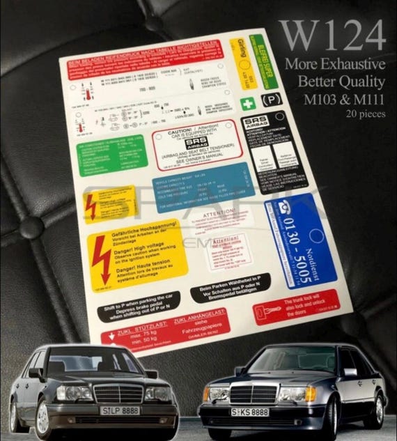Mercedes Decal Sticker Label Set for W124 W126 W140 W203 W204 W210
