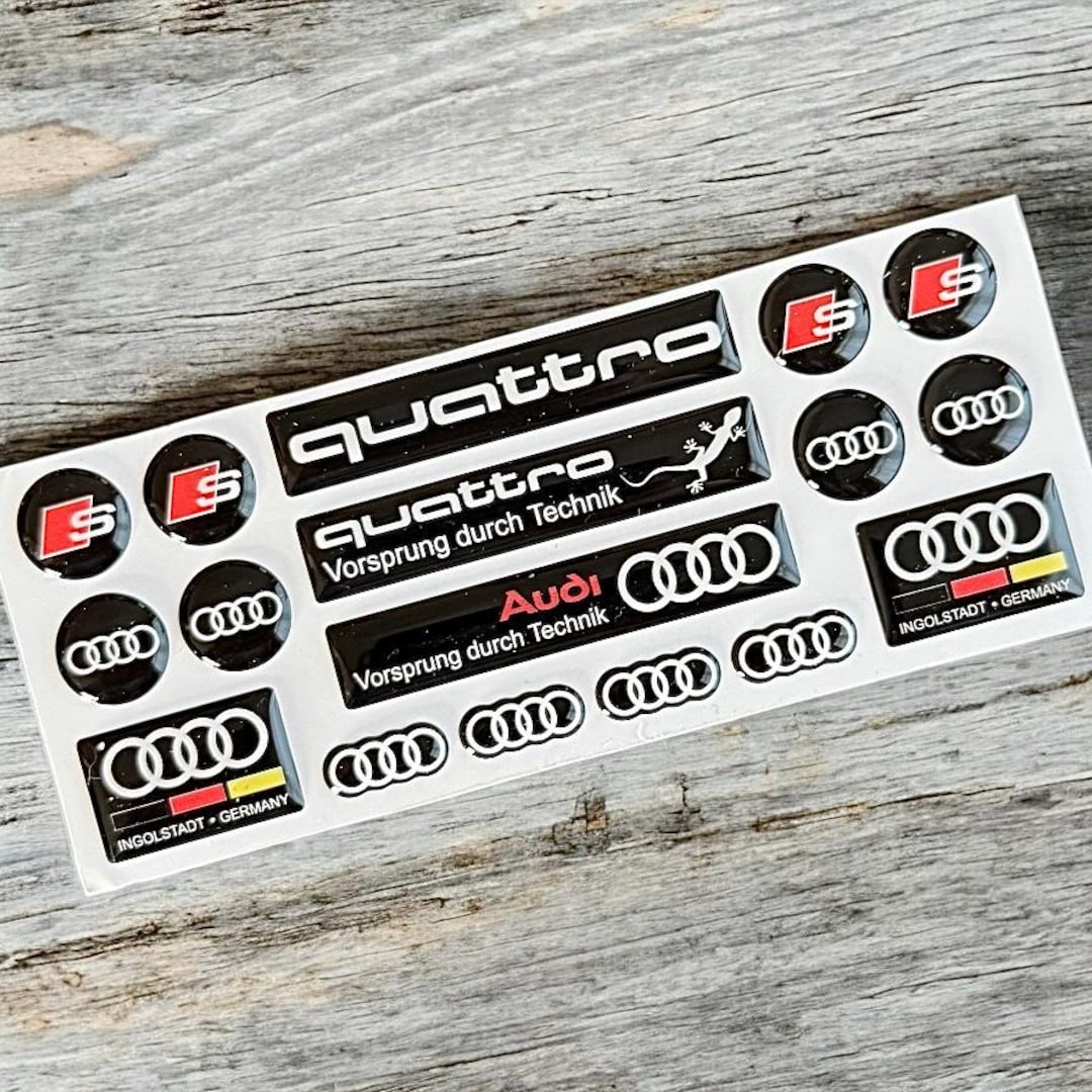 Audi 3D Domed Sticker Set , Quattro A3 S3 A4 S4 RS4 A5 S5 RS5 A6 S6 RS6 ...
